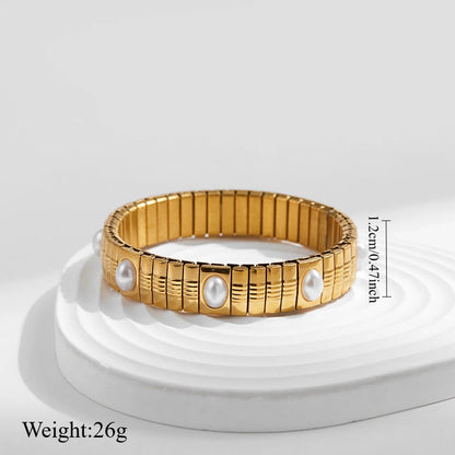 New Gold Plated Stainless Elastic Bracelet For Women