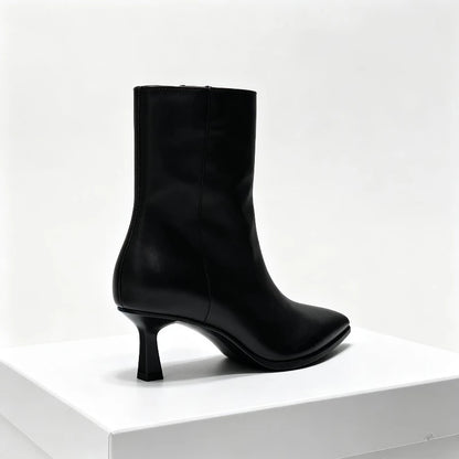 Women Short Boots Black Pointed Toe