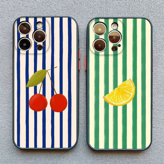 Fresh Summer Fruit Lemon Cherry Phone Case For iPhone 17 13 12 Mini 11 Pro Max Cases 16 15 14 Pro Max Plus XR XS X Back Cover