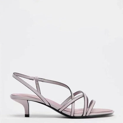 Designer Gold Silver Narrow Heel Sandals