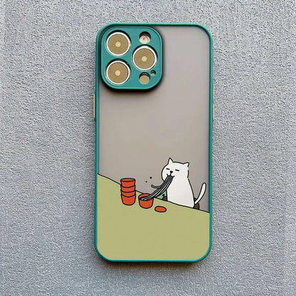 Stacked Cat Phone Case for iPhone 16 15 14 13 12 11 Pro Max 13 12 Mini X XR XS 7 8 Plus Matte Cover Girls Cute Gifts Phone Shell