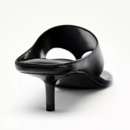 Black Soft High Heel Slippers