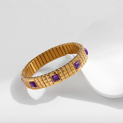New Gold Plated Stainless Elastic Bracelet For Women