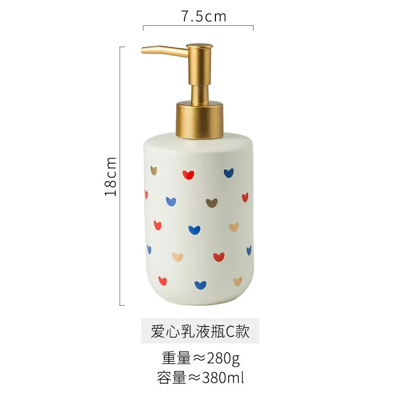 Cute Heart Print ceramic Bathroom Accessories