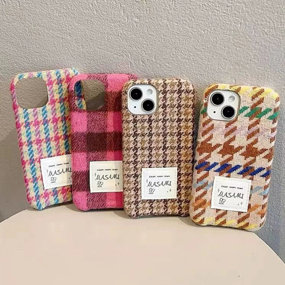 Per iPhone 15 Ins Creative Autumn Gentle Ladies Woven Phone Case per iPhone 14 13 12 Pro Colorful Lens Cover