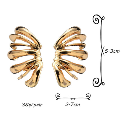 Vintage Women Personalized Jewelry Irregular Metal Striped Earrings