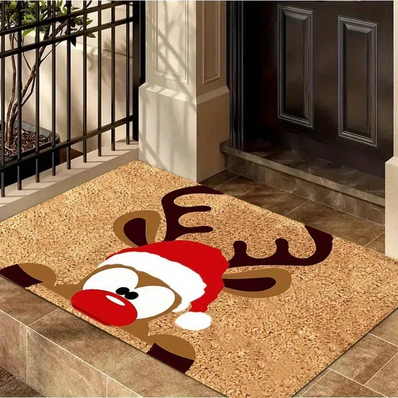 Christmas Reindeer Doormat Kitchen Rug Indoor Outdoor Entryway