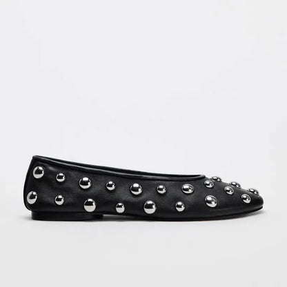 New Steel Flat Shoes With Silver Ball For Women