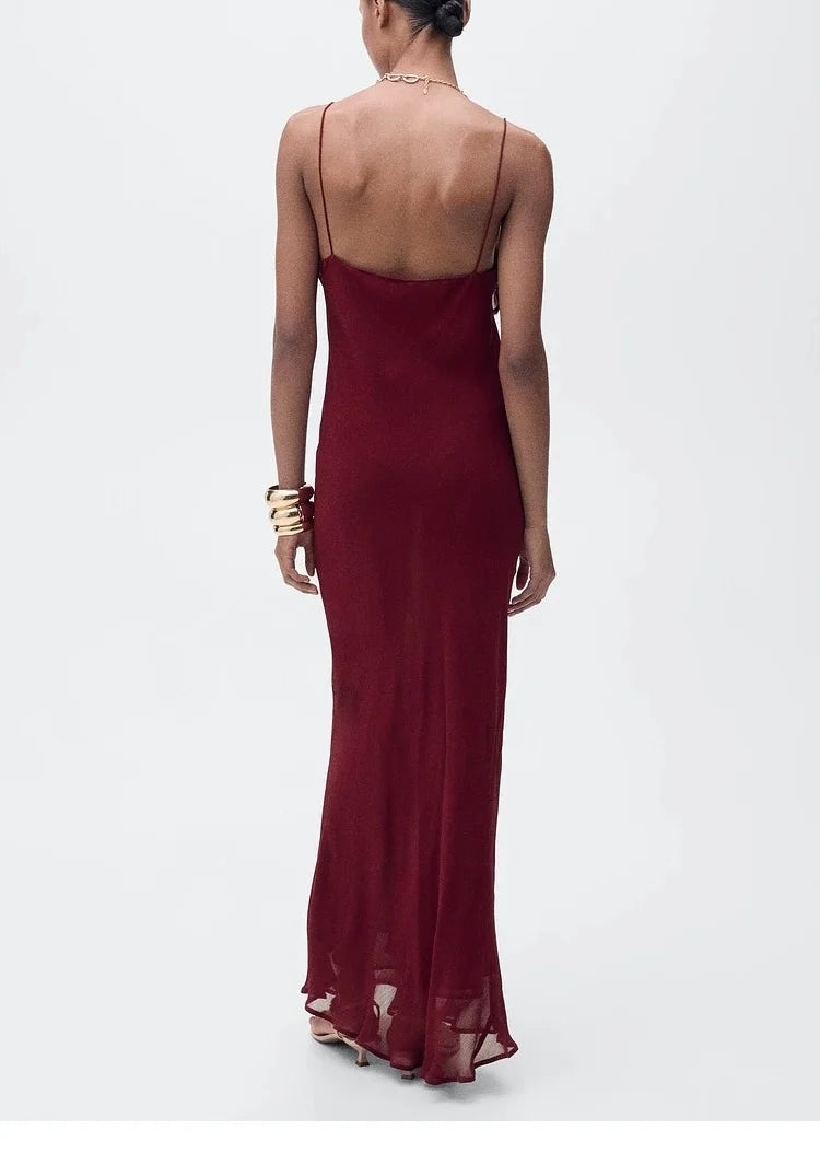 Elegant Long Red Dress