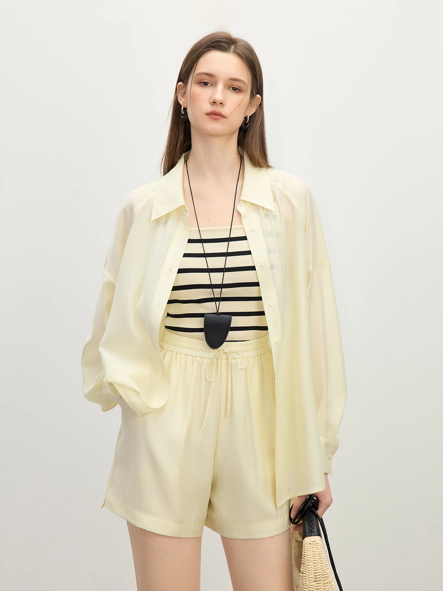 Three Color Acetate Silhouette Loose Physical Sun Protection Shirt For Women