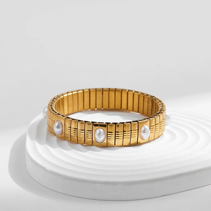 New Gold Plated Stainless Elastic Bracelet For Women