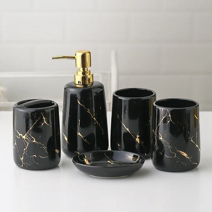 Ceramic Toiletries Bathroom Set Marble Porcelain
