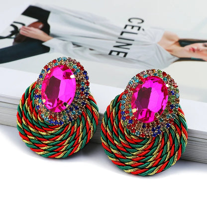 Fashion Style Colorful Crystal Earrings For Women Luxury Design Jewelry