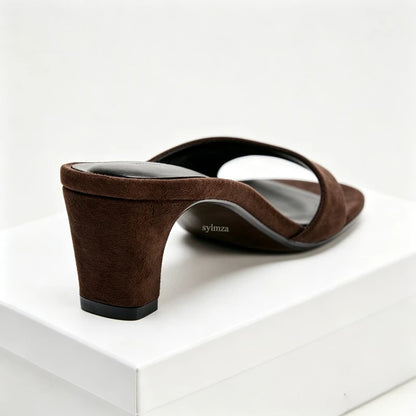 Women Heels Sandals Square Toe Open Toe