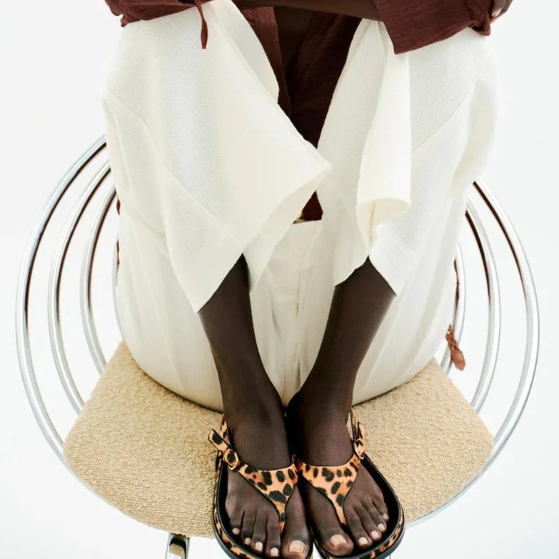 Leopard Print Design Flat Slippers Women