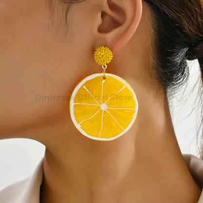 Earrings For Women Acrylic Fruit Lemon Pitaya Strawberry Big Dangle