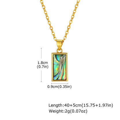 Summer Waterproof Necklace for Women,Nature Abalone Shell Heart Square Round Shape Pendant Statement Jewelry