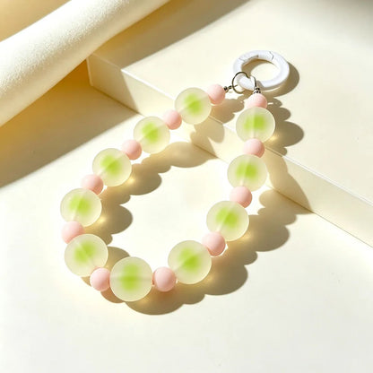 Jelly Colorful Acrylic Beaded Phone Charm Strap Frosted Style Wristlet Lanyard Keychain Pendant for Phone Case Bag Accessories