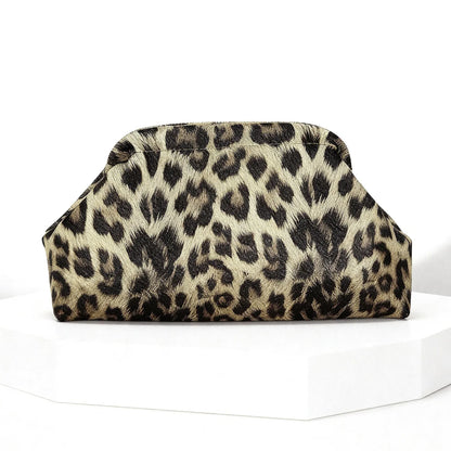 Vintage Leopard Print Clutch Bag Trend Women's Soft Pleated Large Capacity Multi-functional Portable Storage Retro Style