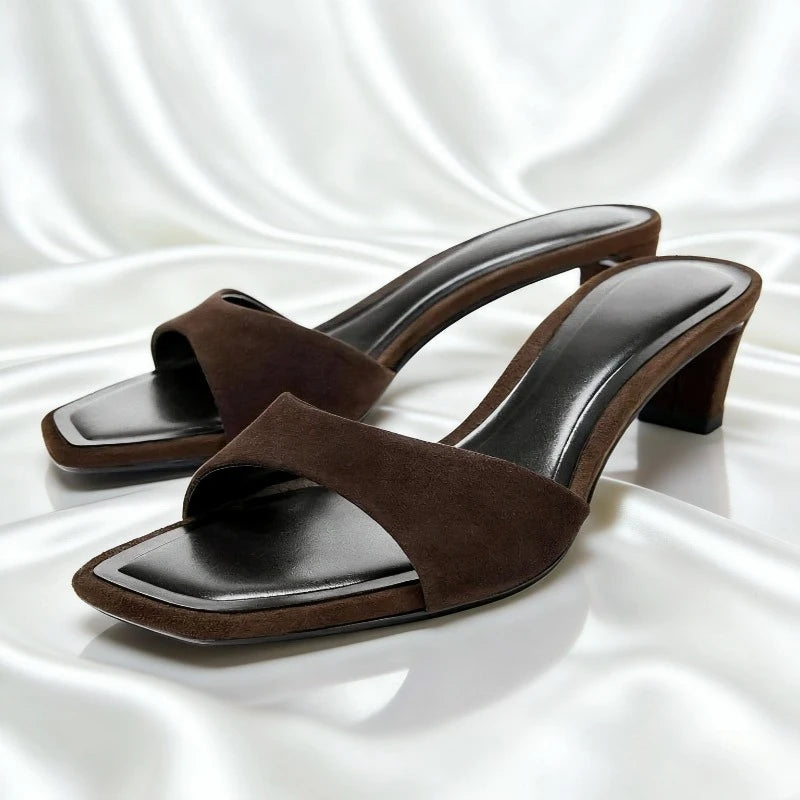 Women Heels Sandals Square Toe Open Toe