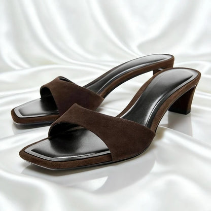 Women Heels Sandals Square Toe Open Toe