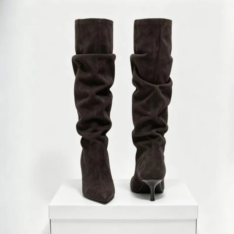 Pleated Winter Long Boots Women
