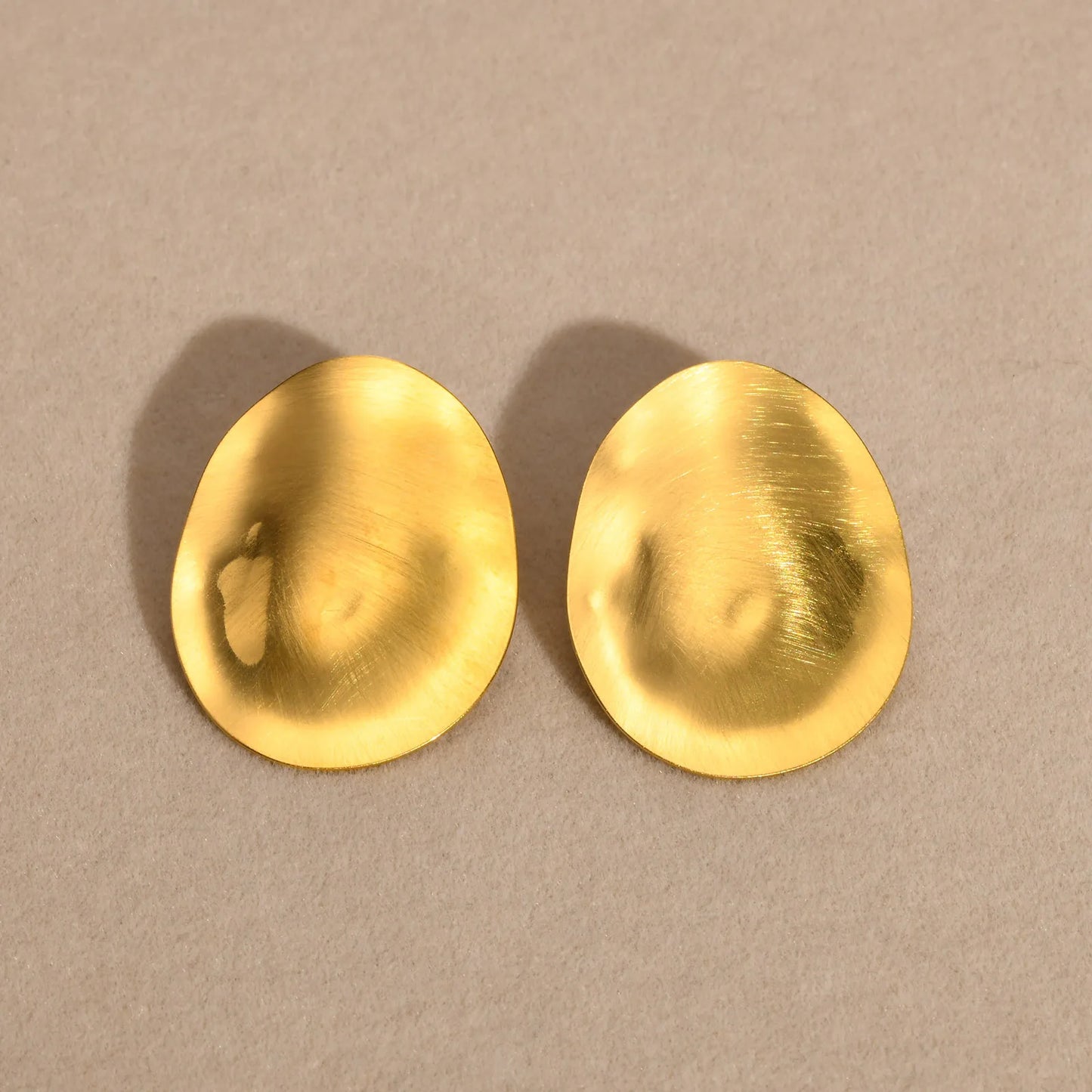 Matt Large Stainless Steel Stud Earring for Women,Pairs Chic Oval Irregular Ear Jewely