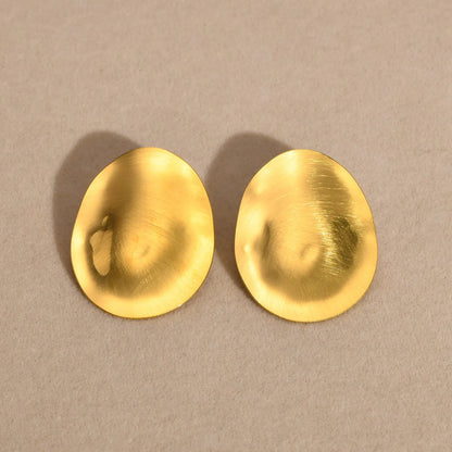 Matt Large Stainless Steel Stud Earring for Women,Pairs Chic Oval Irregular Ear Jewely