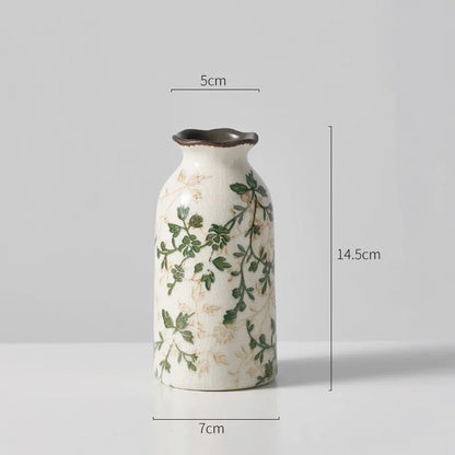 Ceramic Vase For Home Decoration Living Room Decor  Hydroponic Flower Arrangement Pastoral Style Green Vase Flower Pot For Plant
