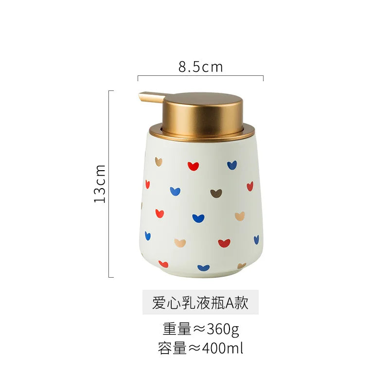 Cute Heart Print ceramic Bathroom Accessories