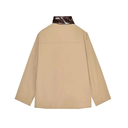 New Arrival Loose Fit Stand Collar Color Women's