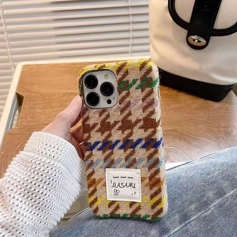 Per iPhone 15 Ins Creative Autumn Gentle Ladies Woven Phone Case per iPhone 14 13 12 Pro Colorful Lens Cover