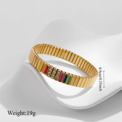 New Gold Plated Stainless Elastic Bracelet For Women
