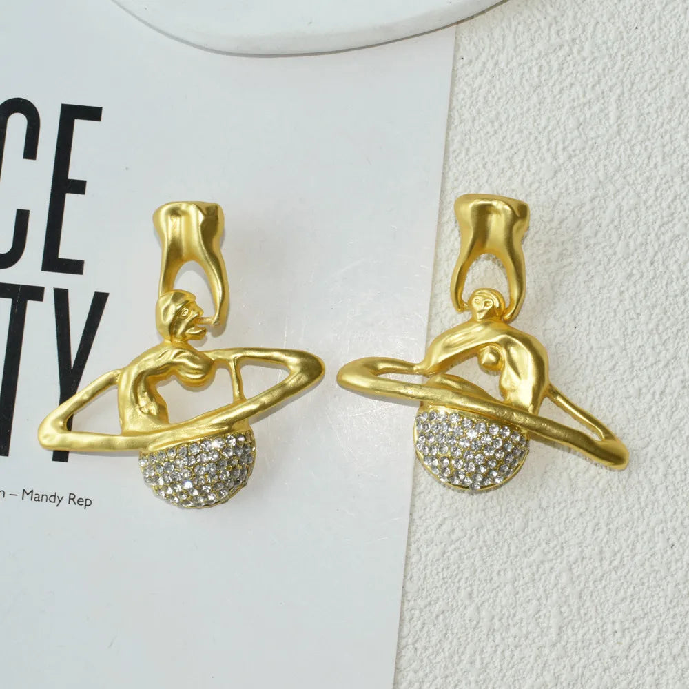 Baroque Style Vintage Resin Big Eyes Dangle Earrings For Women