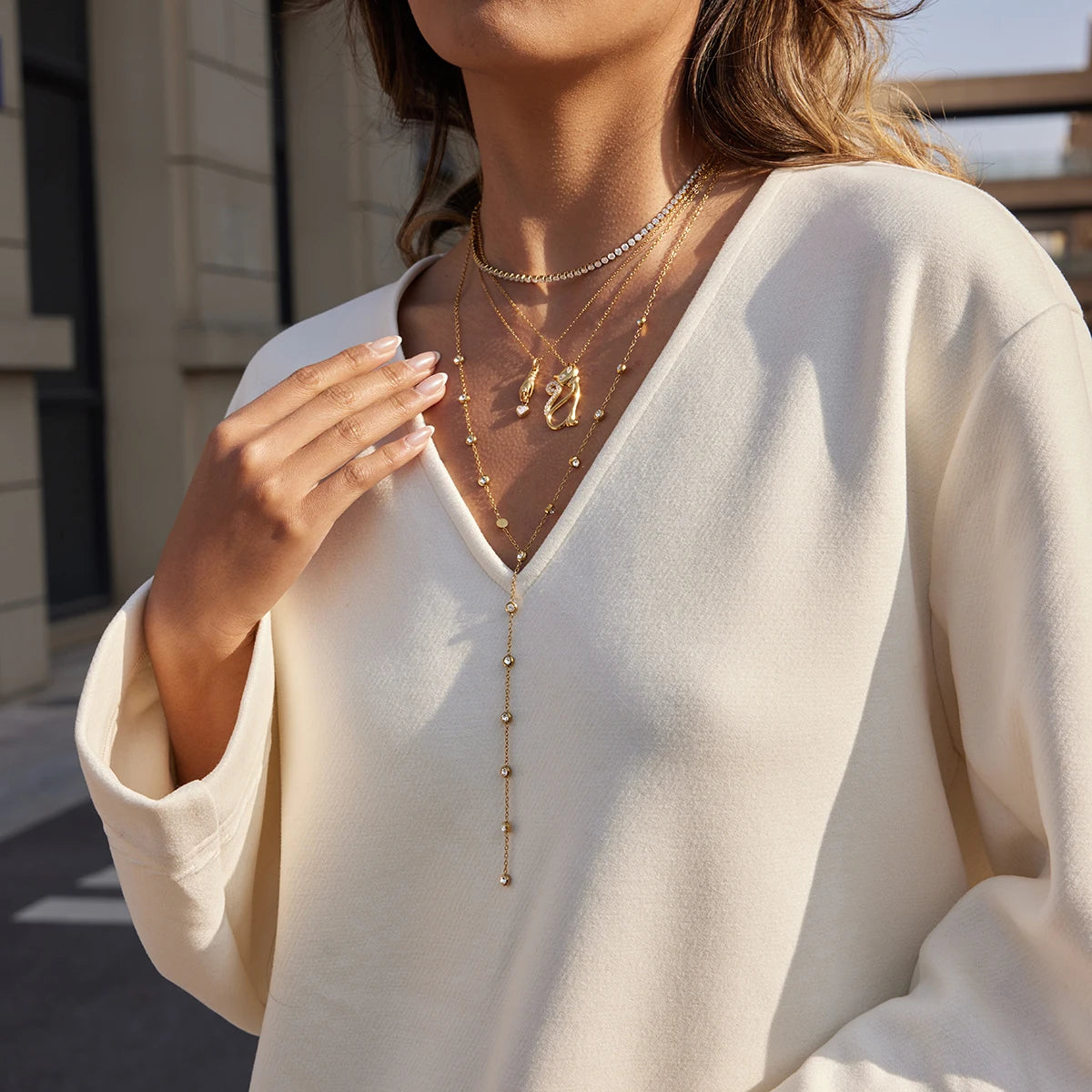 Classic Elegant Cat Pendant Necklace For Women 18K Gold Plated Stainless Steel Waterproof