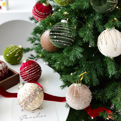 4 Christmas painted velvet Christmas ball ornaments for Christmas tree