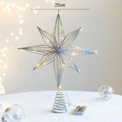 Christmas Tree Toppers Star With LED String Lights Ornaments For Christmas