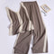 Women  Summer New Contrast Color Top Elastic Band Wide Leg Pants Two Piece Set Thin Split Elegant Knit Loose Set