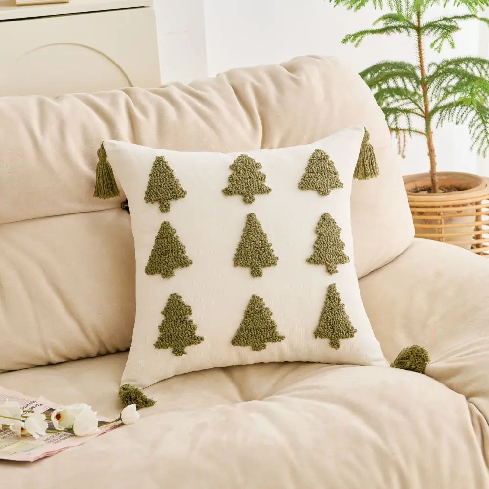 1PC Christmas Cushion Cover Tufting PillowCover for Living Room Sofa Tassel Pillowcase Holiday Decor 45x45/30x50cm