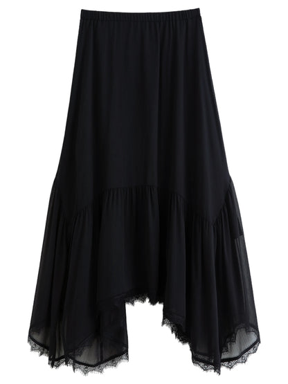 Summer New Arrival Elegant  Midi Skirt High-waisted Black