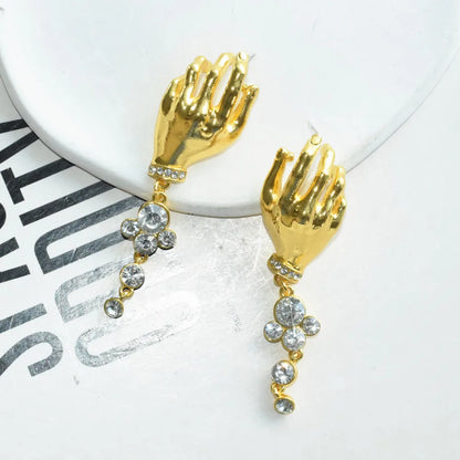 1PC Novelty Design Metal Hand Left Earcuff Dangle Earrings For Women