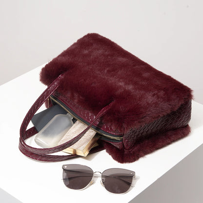 Fur Purse Work Bag Women