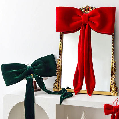 Christmas long velvet bow ornament for Christmas decoration Elegant bow design for tree and home decoration