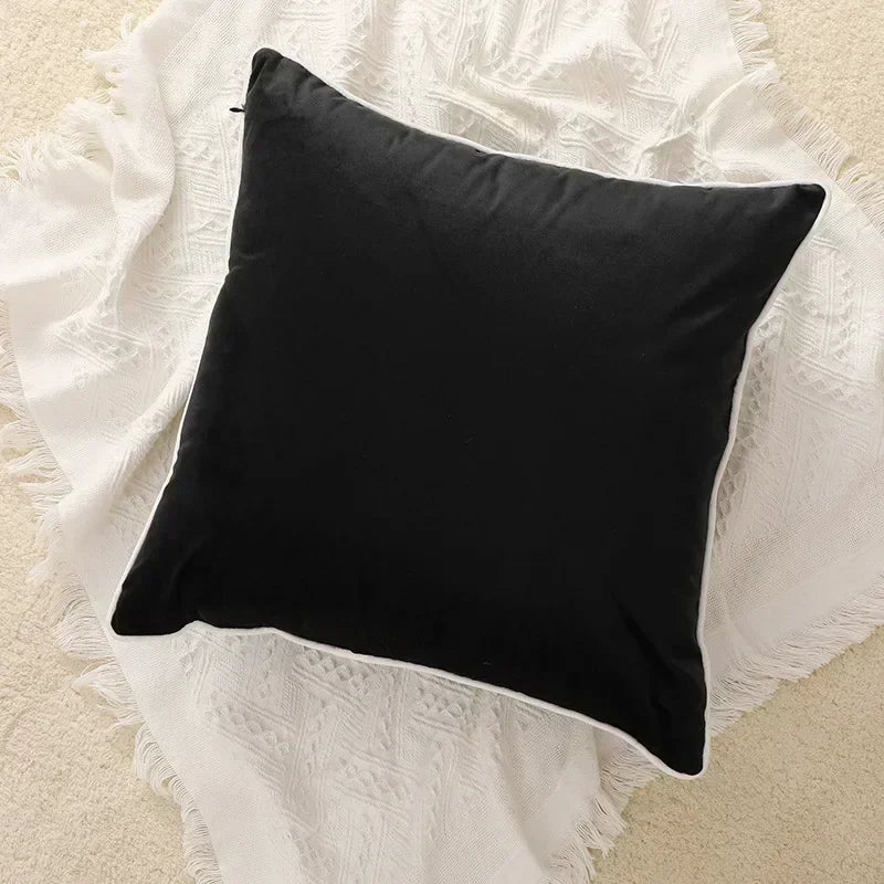 High Quality Black and White Velvet Pillowcase Simple 60x60