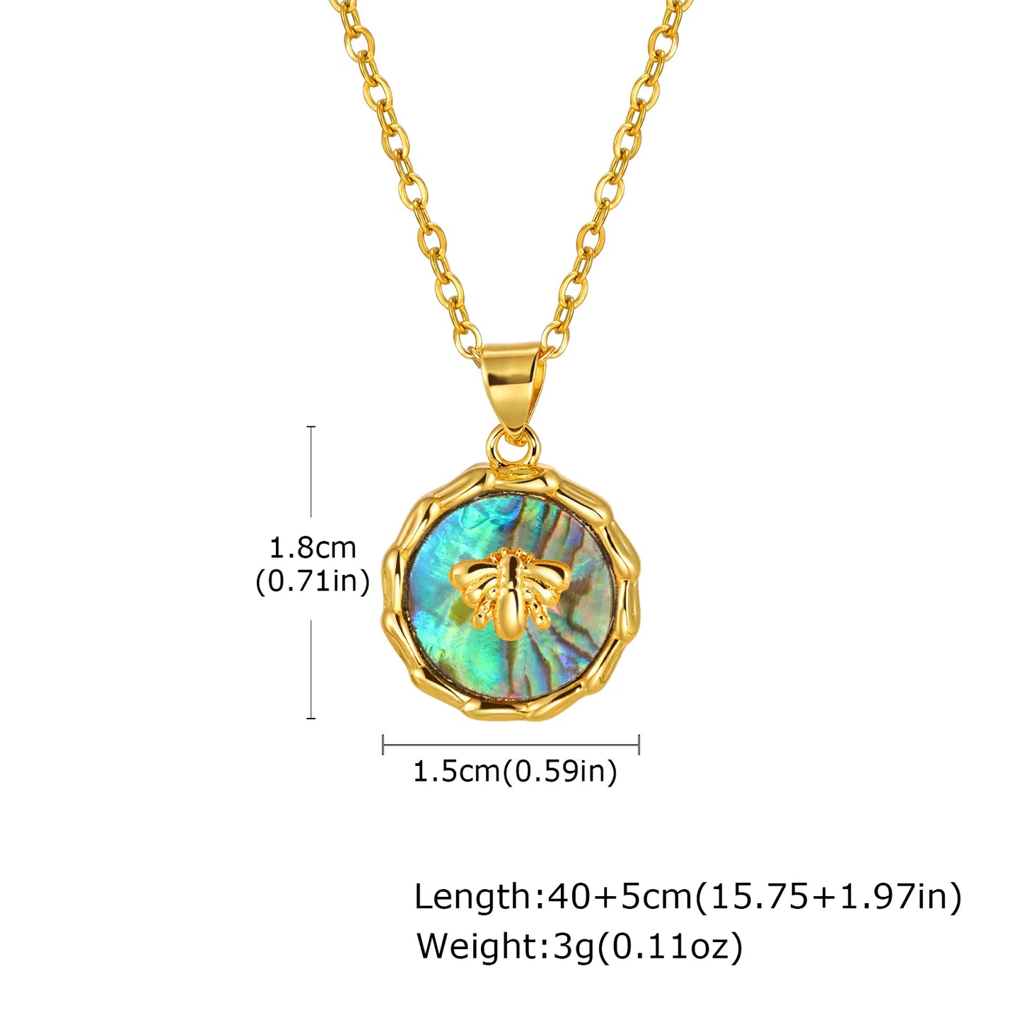 Summer Waterproof Necklace for Women,Nature Abalone Shell Heart Square Round Shape Pendant Statement Jewelry