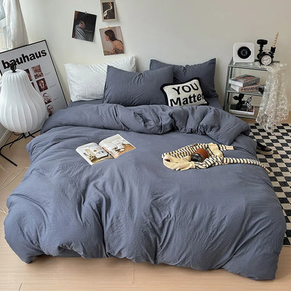 Solid color Duvet Cover set with Pillow Case Bed Sheet Olive Green