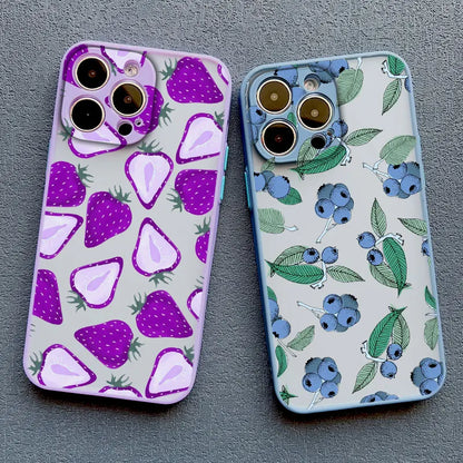 Fruit Lemon Strawberry Blueberries Phone Case For iPhone 16 15 14 11 Pro Max 12 13 Mini Pro Max XS XR X 7 8 15 14 Plus SE2 Funda