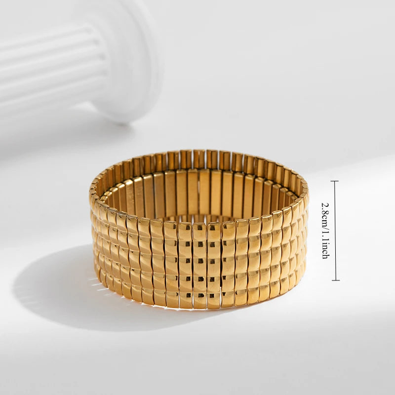 New Gold Plated Stainless Elastic Bracelet For Women