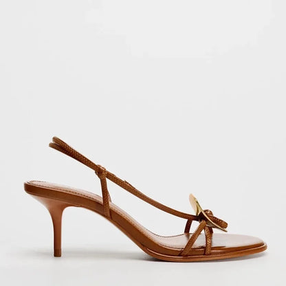Elegant Metal Decoration Thin Heels Sandals