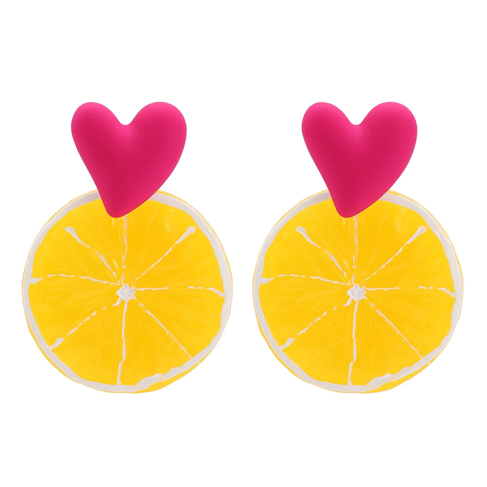 Earrings For Women Acrylic Fruit Lemon Pitaya Strawberry Big Dangle